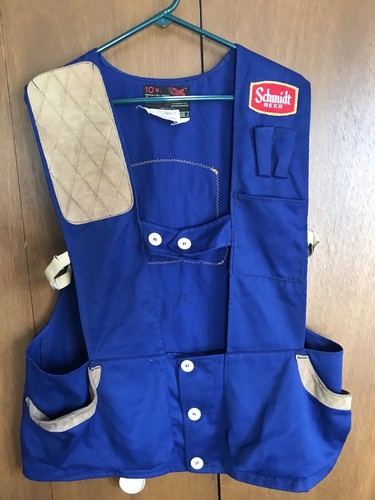 10X Hunting Vest Shooting Trap Large "Schmidt Beer" Patch Size 36 Blue Sport - Picture 23 of 23