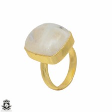 Size 6.5 - Size 8 Adjustable Moonstone 24K Gold Plated Ring GPR62