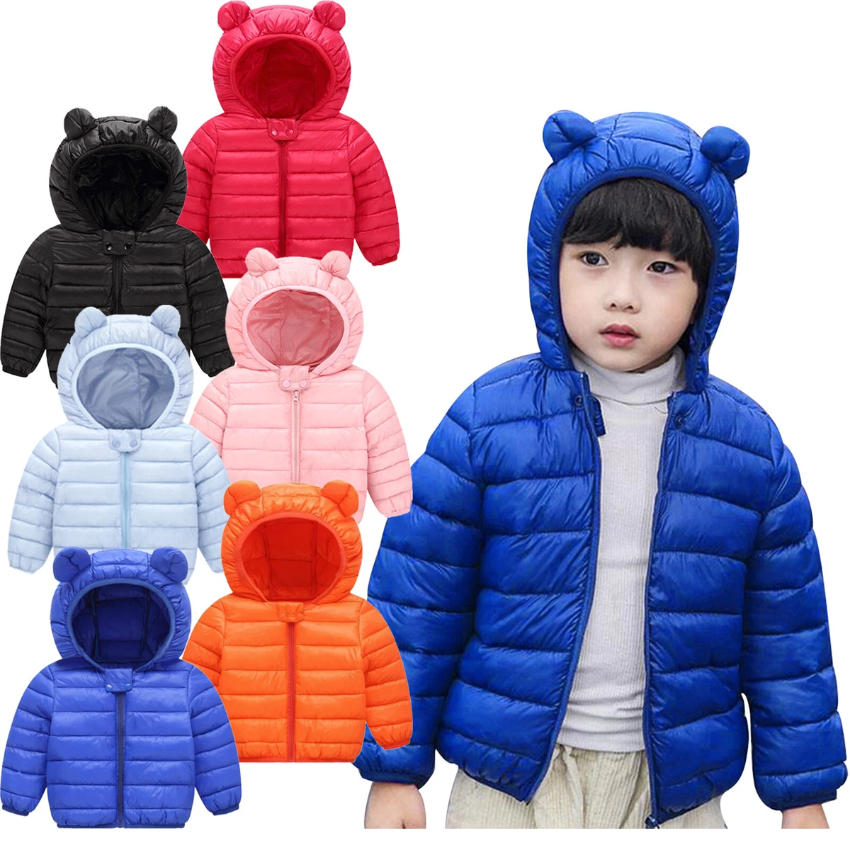Toddler Kids Baby Grils Boys Hooded Outdoor Jacket Thick Warm Windproof Coat