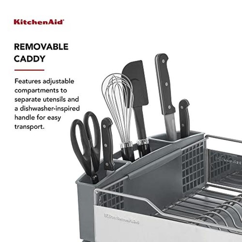 Stainless Steel Dish Rack W/ Angled Drain Board & Removable Flatware Caddy New - Picture 4 of 6