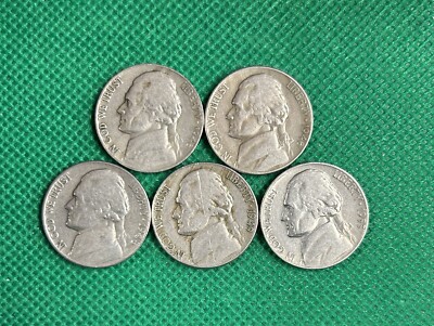 Jefferson Nickels 1946-P, 46-D, 48-P, 49-P, 53-S (Lot #JN-75b)