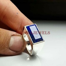 Natural Lapis Lazuli Gemstone with 925 Sterling Silver Ring for Men's 553