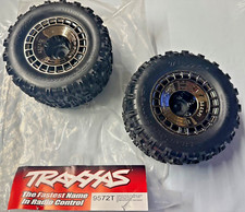 Traxxas OPEN BOX 9572T Tires  wheels, glued 3.8" black chrome wheels K180