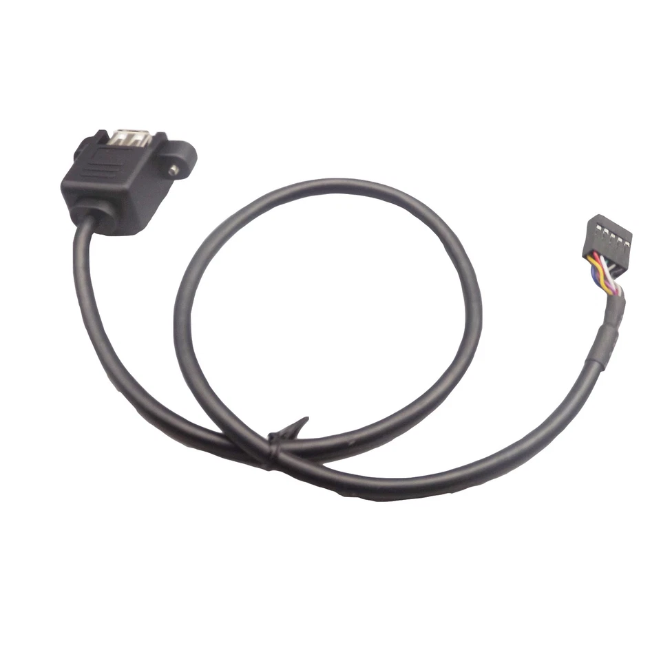 50cm 2 USB 2.0 A Female Panel Mount To Motherboard 9 Pin PCB Socket Header Cable - Image 2 of 4