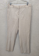 Ann Taylor Women Pants 10 Tan Cotton Blend Straight Classic Fit Dress Pants