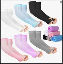 12 Pairs Compression Arm Sleeves UV Sun Protection with Thumb Hole for Men Women