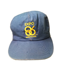 Vintage Expo 86 Vancouver Snapback Blue Hat Gold Embroidered
