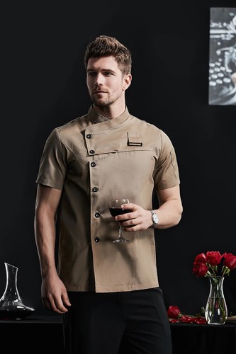 Kitchen Jacket Catering Uniform Short Sleeve Chef Clothes Restaurant Workwear - Picture 18 of 31