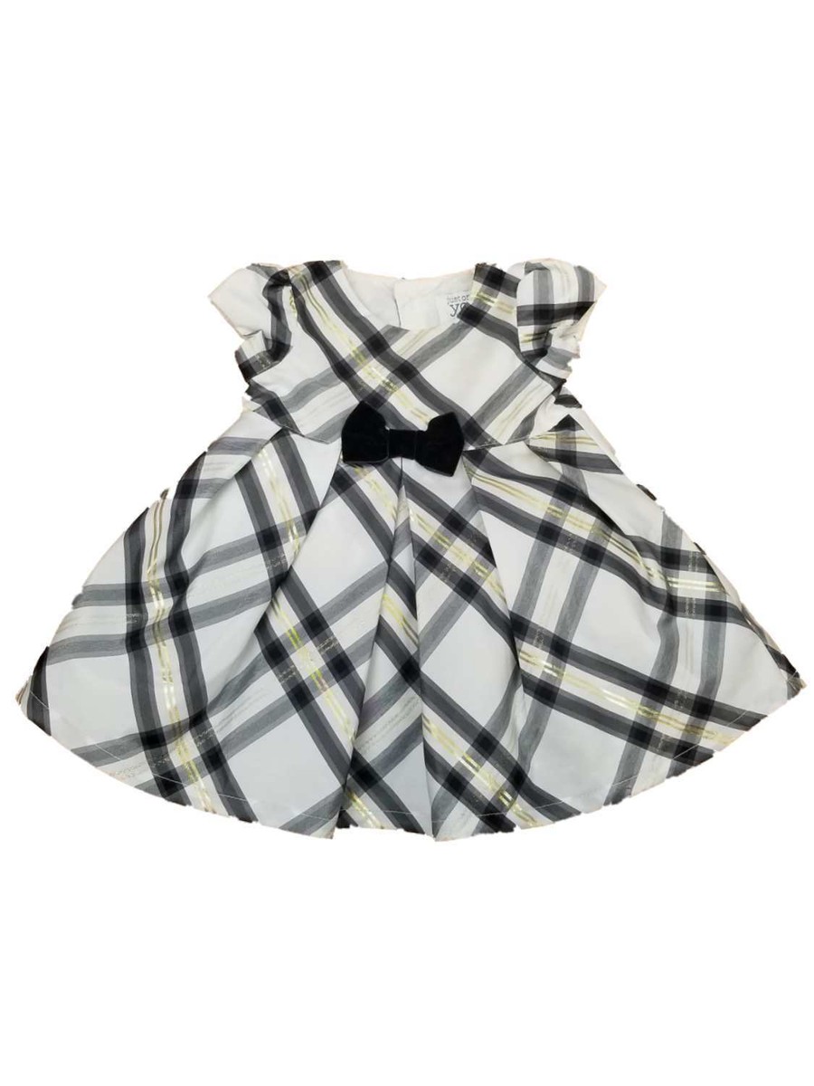 Carters Infant Girls Black White Gold Plaid Christmas Holiday Party Dress