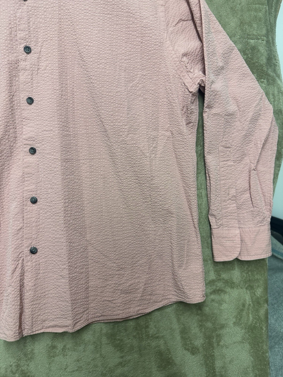 Proper Solid Pink krinkle Button Down Shirt Men’s… - image 4