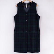 Vintage Sag Harbor Jumper Dress 12 Blue Plaid Wool Blend Dark Academia Preppy