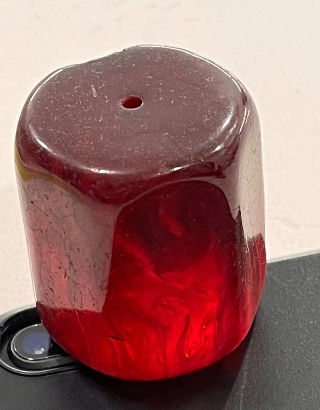 CHIP FLAW! Dark cherry marbled faceted prayer bead 122123@