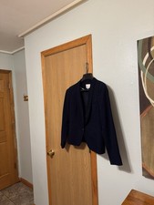 Ann Taylor Loft Size 4 Dark Blue One-Button Long Sleeve Blazer - EUC