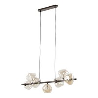 HäNgelampe Esszimmer Metall Glas Braun Cognac G9 7-Flammig L:90 Cm Pendelleuchte