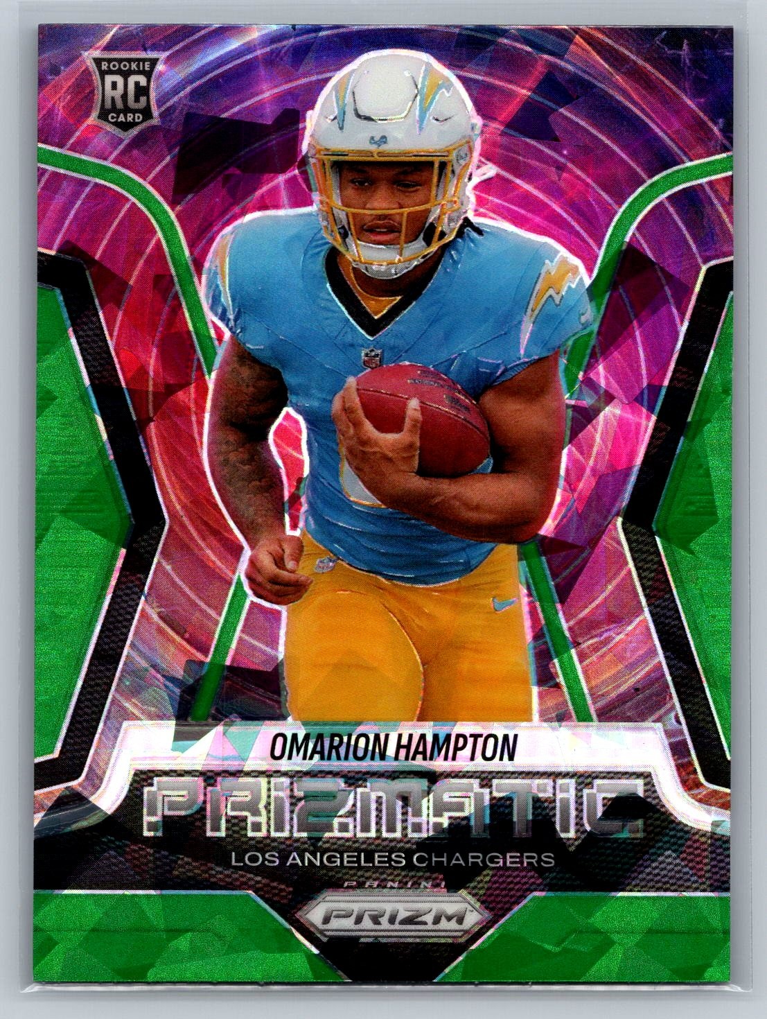 2025 Panini Prizm #9 Omarion Hampton Prizmatic Green Ice