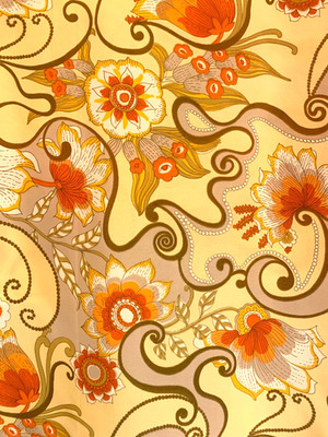 1970s Retro Floral Paisley APSCO Art Fabric Screen Print Cherie EARTHTONES -1 YD