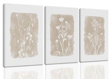 ZQARTZZQ Neutral Botanical Wildflower Wall Art Floral Plant Flower Canvas Pri...