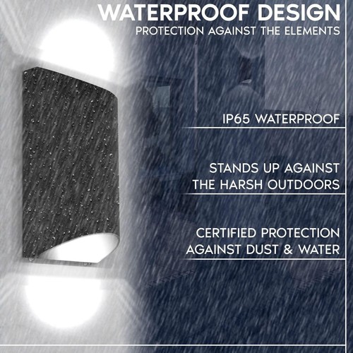 Luxrite LED Outdoor Up-Down Wall Sconce 3CCT Wattage Select IP65 8" Aluminum ETL - Picture 3 of 7