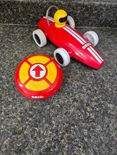 Brio Remote Control Car Red Yellow White Stripes Works Well Batteries Include