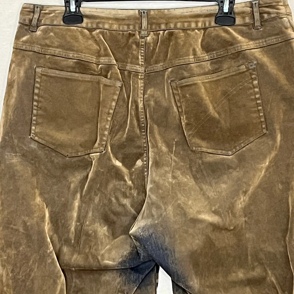 Pantalones Sigrid Olsen SO Azul Para Mujer 14W Marrón Negro Terciopelo Envejecido Y2K Grunge Foto 4 de 4