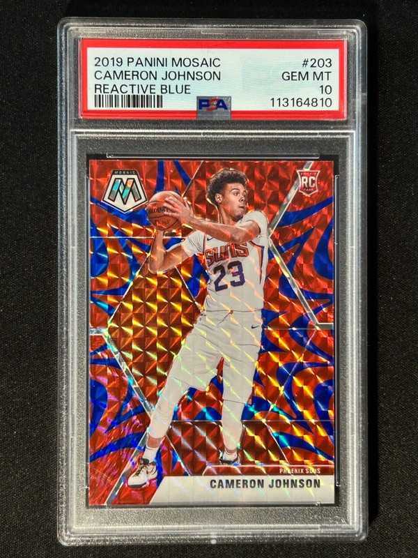 2019 Mosaic Reactive Blue Cameron Johnson RC #203 PSA 10 Rookie Suns