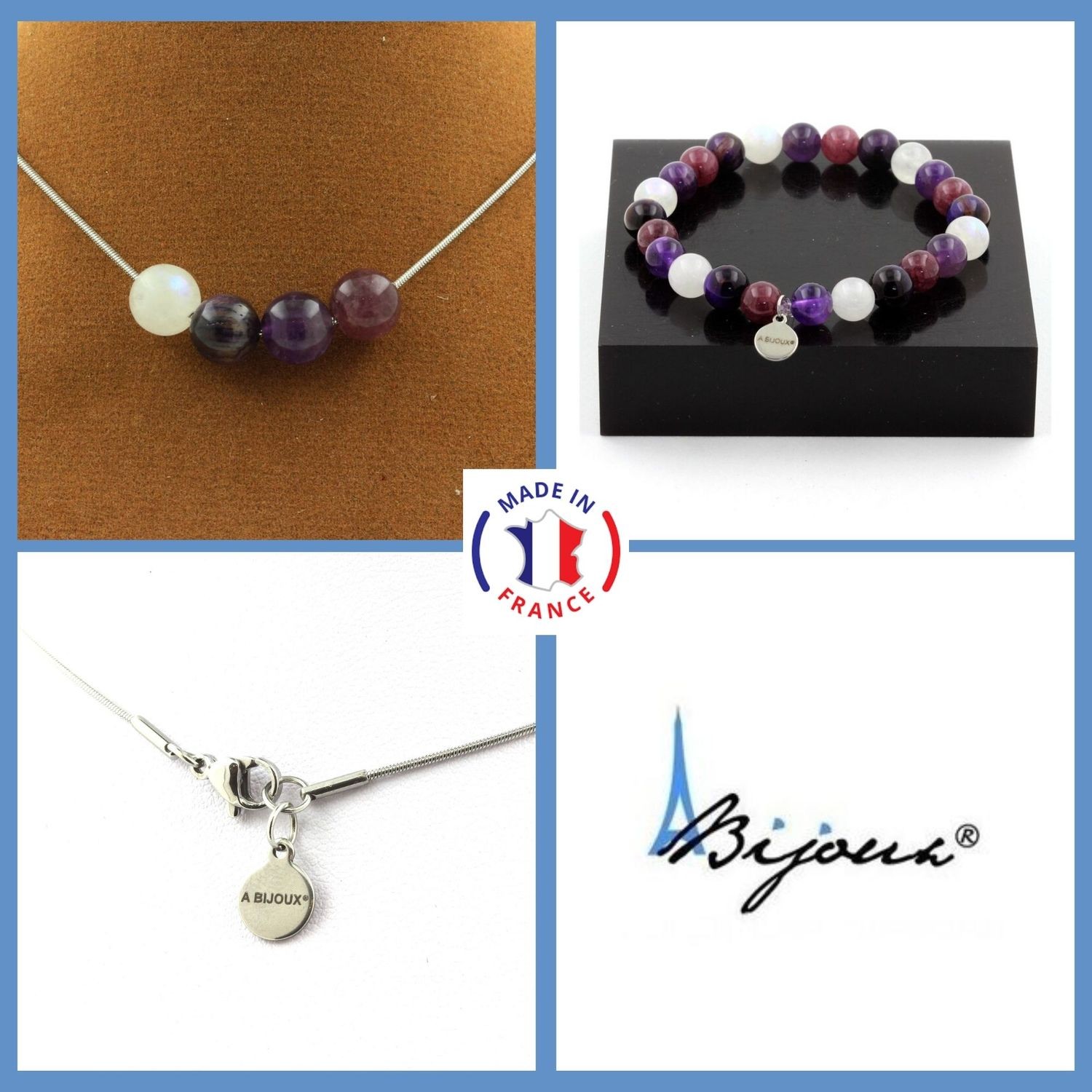 Parure en oeil de tigre véritable avec collier et bracelet en perles rondes de 8mm de qualité A