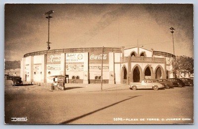JH20/ Cuidad Juarez Mexico RPPC Postcard c1940s Plaza De Toros Coca-Cola 180
