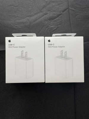 2-Pack Genuine OEM Apple 18W USB-C Fast Charger Wall Power Adapter White A1720