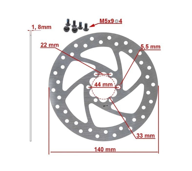 Ersatz Bremsscheibe Für KUKA Elektroroller - Passend Für G2, G3, G4 Modelle - 140mm Scheibenbremse