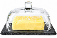 Butterdose auf Schieferplatte Butterglocke Butterschale K&uuml;hlschrankbutterdose