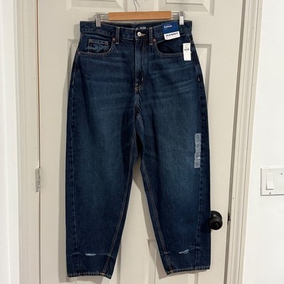Old Navy Balloon Jeans Womens 12 Blue NWT Barrel Relaxed Fit Streetwear Boho