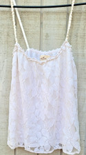 Hollister Y2K Vintage Lace Cami Tank Top White Adjustable Straps Womens M
