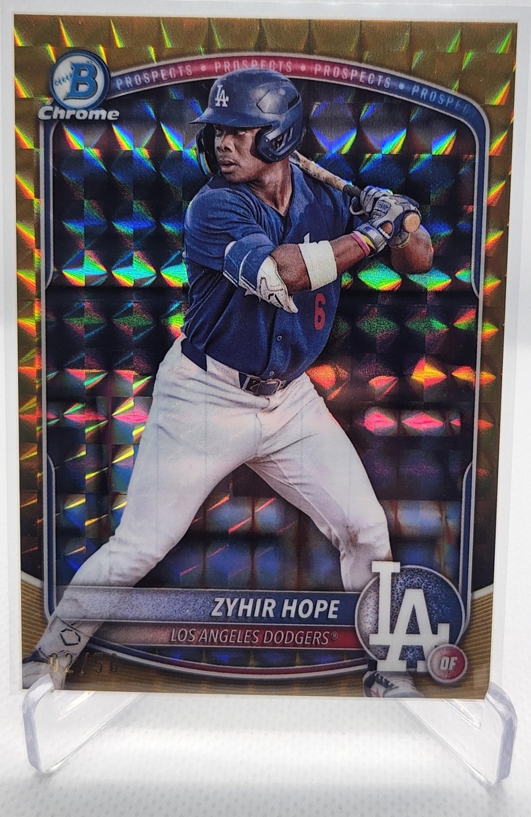 2025 Bowman Zyhir Hope #BCP-2 Chrome Prospects Gold Geometric Refractor /50