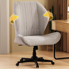Criss Cross Chair with Wheels, Wide Cross Legged Office Chair Armless Comfy Desk