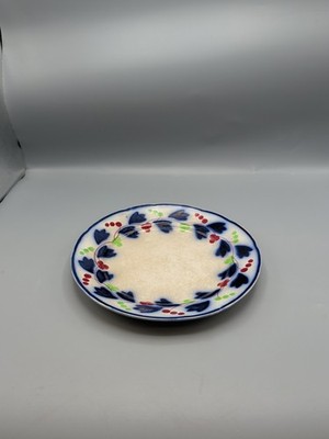 Antique English Adams Flow Blue Plate Cherries Lancaster Gaudy 9 '' Tunstall