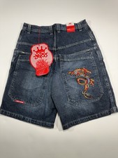 RARE Vintage JNCO Embroidered Dragon Jean Shorts Mens 36 Baggy Grail Y2K NWT