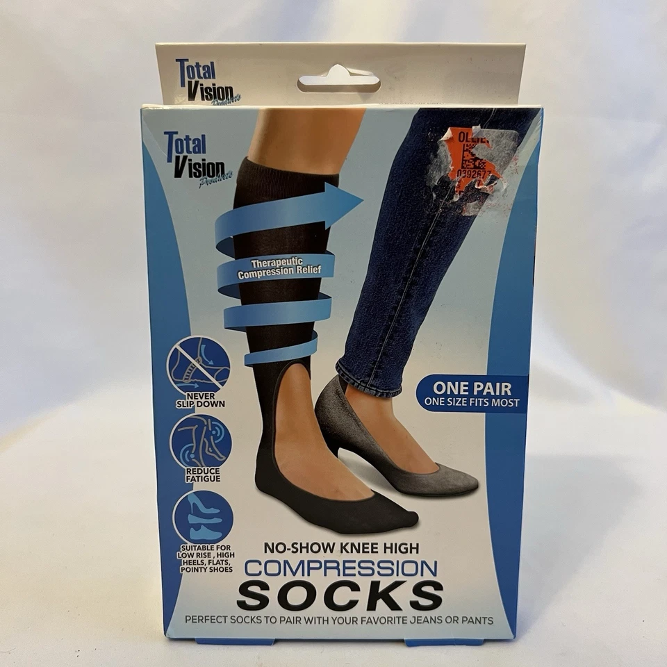 NEW Lot of 3 Total Vision Foot/Leg Compression Sleeves-2 Copper Zipper/1 No Show - Image 2 of 4