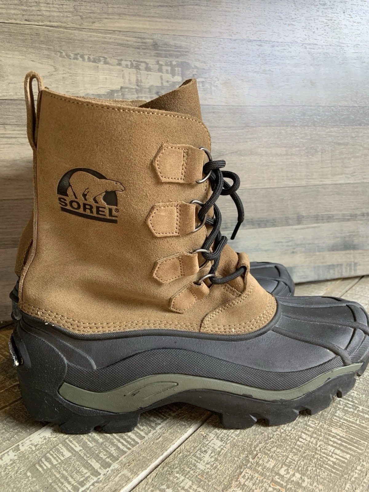 Sorel Boots Men's Size 8 CHILANKO Badger Winter Suede Lace Up Rubber Toe Brown