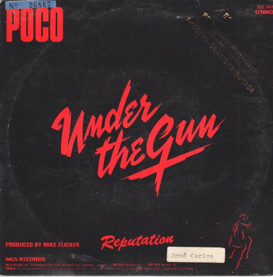 Poco Under the Gun 7" vinyl Brazil MCA 1980 pic sleeve has promo stamp on back - Image 2 of 4