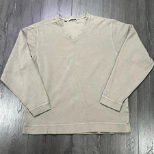 Cutter & Buck V-Neck Pullover Sweater Mens Shirt XL Beige Casual Golf Preppy