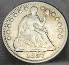 1857 Seated Liberty Half Dime, Great Type Coin, 90% Silver Coin - R-5730