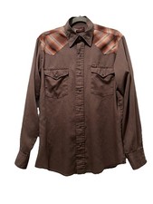 Vintage 70 s Wrangler Pearl Snap Button Up Shirt Cowboy Western Navajo Sz M