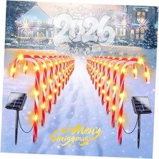  24-Pack Solar Christmas Candy Cane Lights, Solar Pathway Lights Waterproof, 