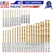 32xDrill Bit Set Titanium Coated HSS High Speed Steel Hex Shank Quick Change USA