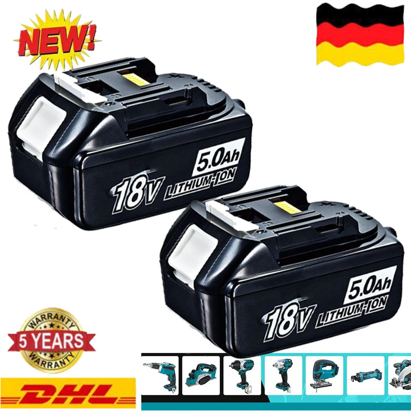 2x 18V 5Ah Original für Makita Akku BL1860B Led Anzeige 197422-4 BL1850B BL1830