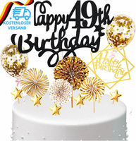 Tortendeko Happy Birthday Kuchen Topper 49. Geburtstag Frau,Kuchendeko Happy 49T