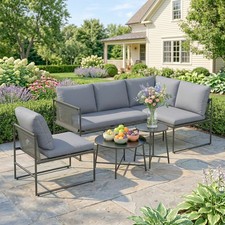Produktbild - Lounge Gartenmöbel Set 4-5 Personen Gartenlounge Set mit 2 Sitzer Refurbished