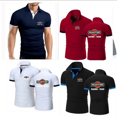 Martini Racing Team Polo T-Shirt Unisex Kurzarm Knopfleiste Hemd Sommer