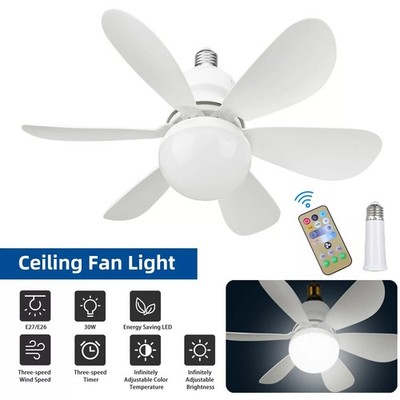 30W Modern LED Ceiling Fan with Light Dimmable E27 Bedroom Living Room Fan Lamp