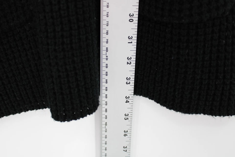 Suéter de Autoestima para Mujer Grande Negro Grueso Tejido Cinturón Capucha Cuello Bolsillos Foto 3 de 4